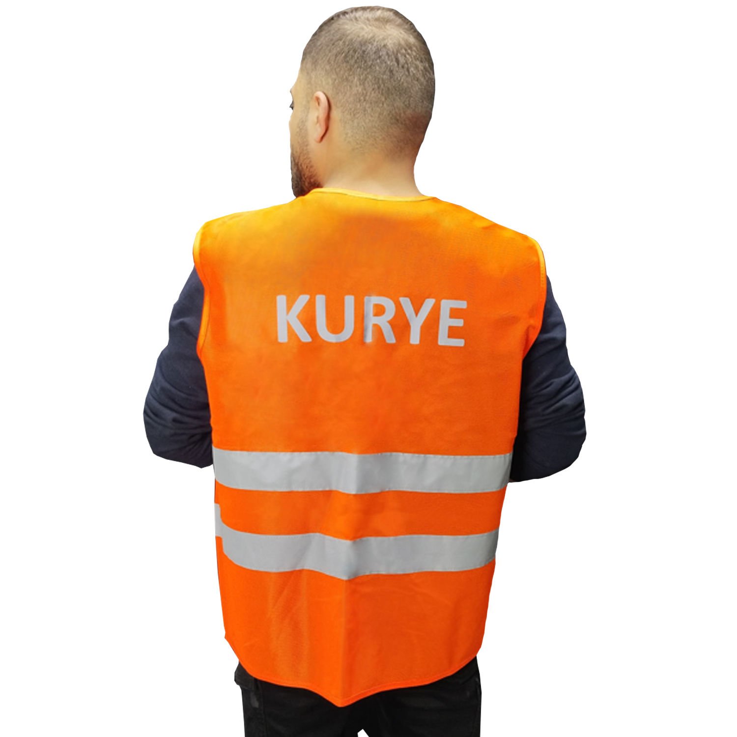 Reflektörlü Kurye Yeleği | Kurye İkaz Yeleği Turuncu | Fosforlu Kurye Yeleği