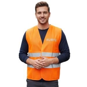 Reflektörlü Kurye Yeleği | Kurye İkaz Yeleği Turuncu | Fosforlu Kurye Yeleği