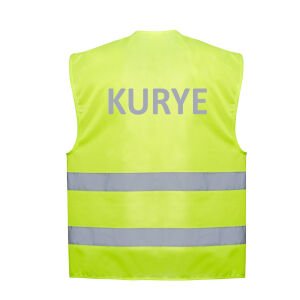 Reflektörlü Kurye Yeleği | Kurye İkaz Yeleği Turuncu | Fosforlu Kurye Yeleği