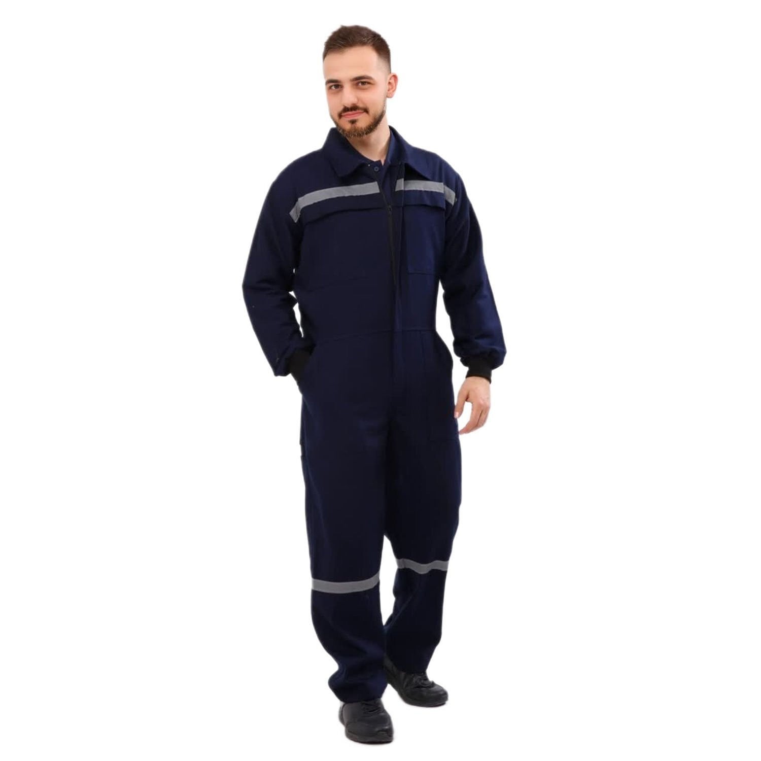 16/12 Gabardin Kumaş Boy İşçi Tulumu Lacivert | Fermuarlı Gabardin İş Tulumu