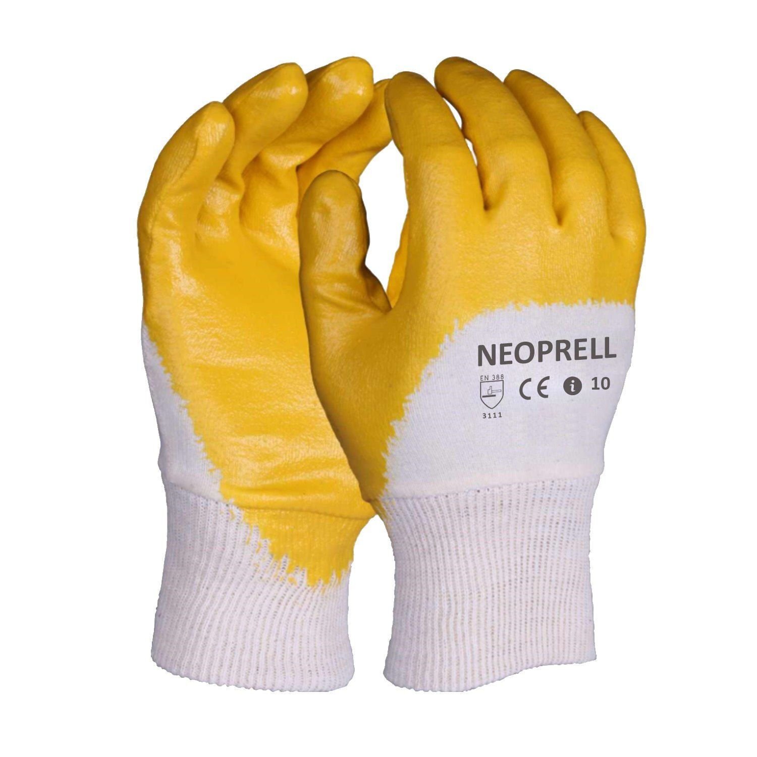 Neoprel Sarı Nitril İş Eldiveni 1 Koli 360 Çift | inşaat eldiveni L