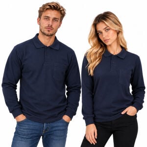 Polo Yaka Sweatshirt 2 İplik Lacivert Renk