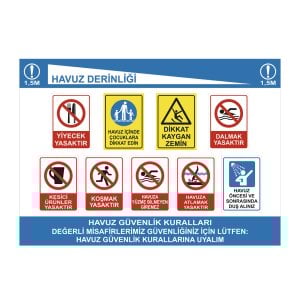 Havuz Güvenlik Kuralları Levha Seti - 1 ( 100x110 cm )