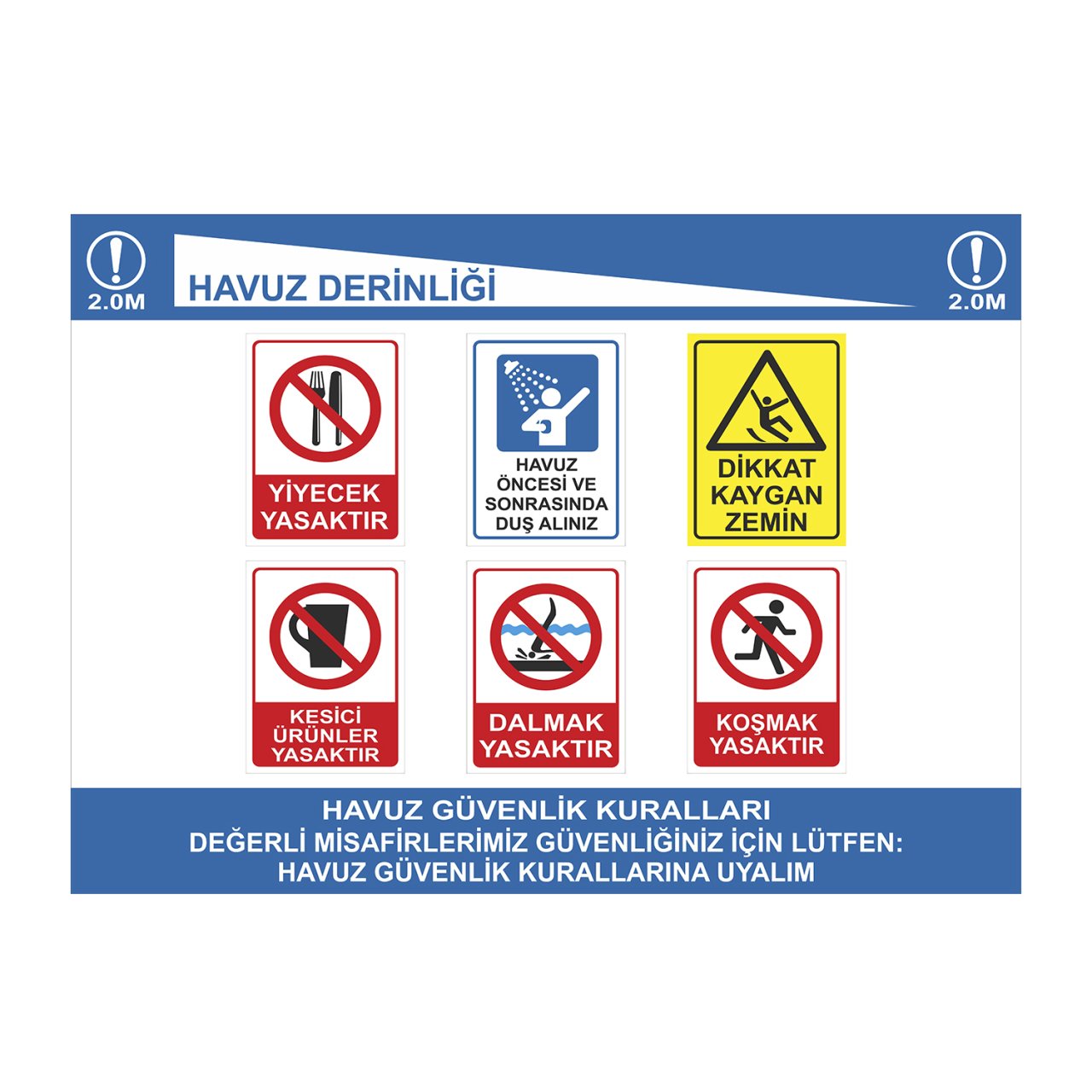 Havuz Güvenlik Kuralları Levha Seti - 2 ( 100x110 cm )