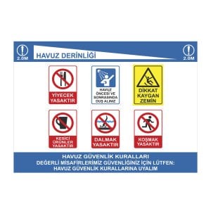 Havuz Güvenlik Kuralları Levha Seti - 2 ( 100x110 cm )