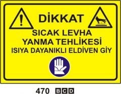 Sıcak Levha Yanma Tehlikesi Isıya Dayanıklı Eldiven Giy