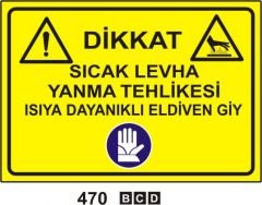 Sıcak Levha Yanma Tehlikesi Isıya Dayanıklı Eldiven Giy