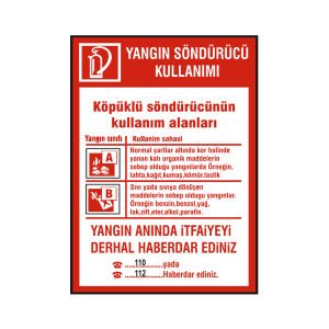 Köpüklü Yangın Söndürücü Kullanımı Levhası