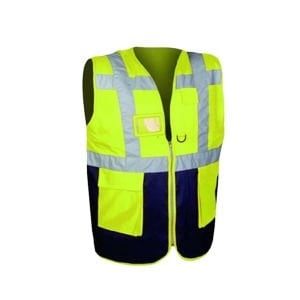 Reflektörlü Mühendis Yeleği Çift Renkli Sarı Lacivert
