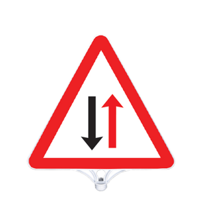 Dikkat İki Yönlü Trafik Tabelası Çift Taraflı  (9203)