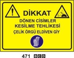 Dönen Cisimler Kesilme Tehlikesi Çelik Örgü Eldiven Giy