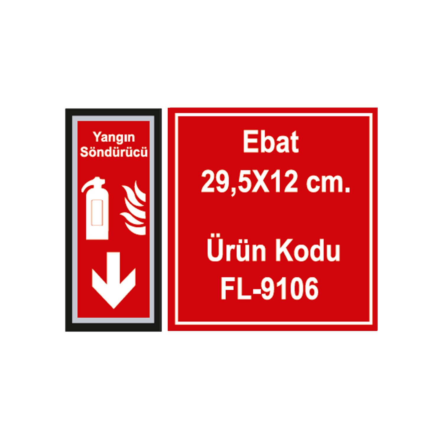 Yangın Söndürücü Fotolümen Levha Aşağı Ok 29,5x12 cm