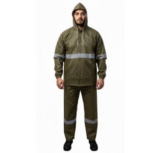 Balıkçı Yağmurluk Reflektörlü Takım Haki Renk
