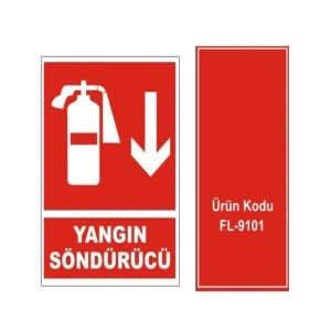 Yangın Söndürücü Fotolümen Tabela Aşağı Ok