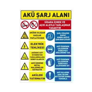 Akü Şarj Alanı Uyarı Levhası