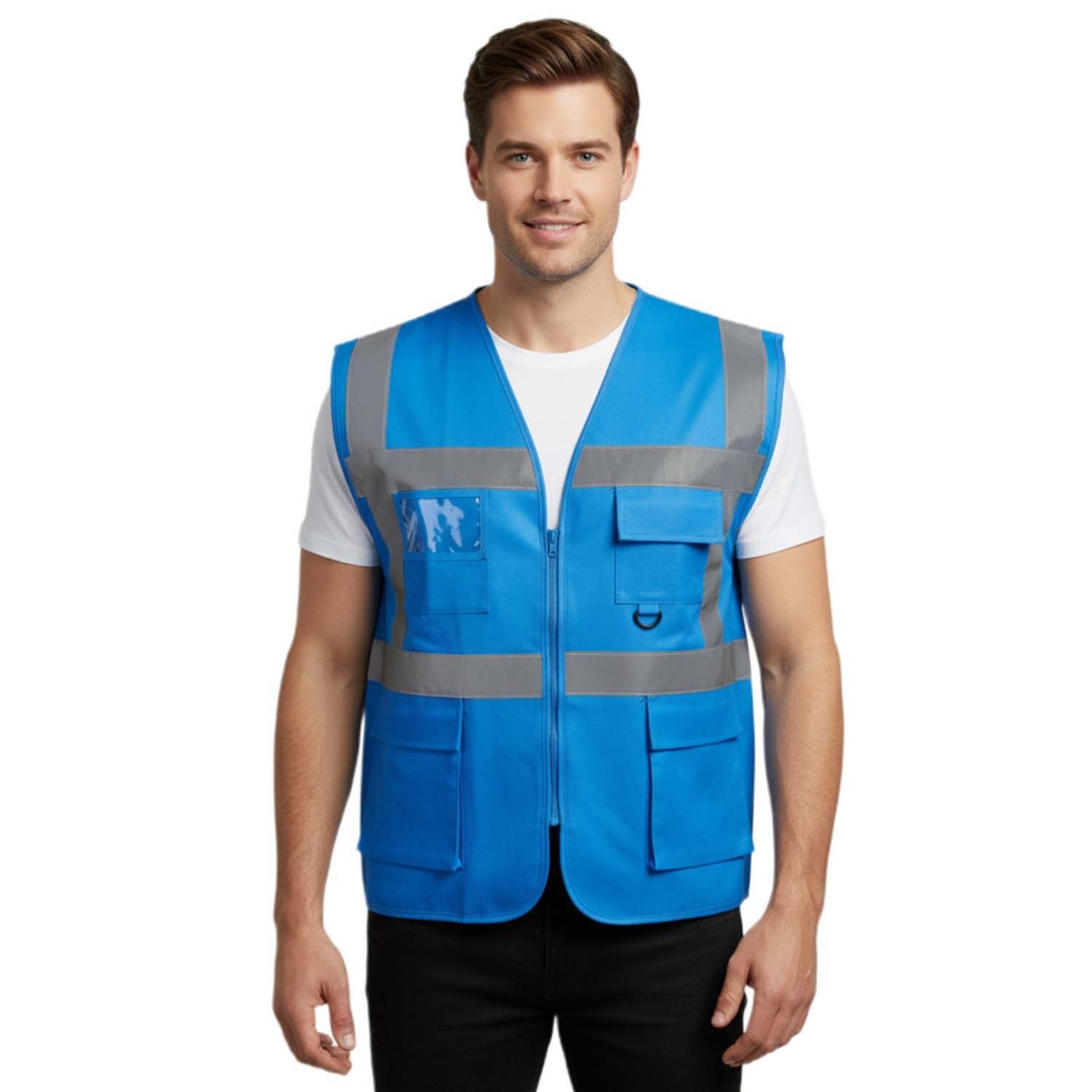 Reflektörlü Mühendis Yeleği Tek Renkli Turkuaz