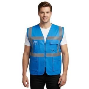 Reflektörlü Mühendis Yeleği Tek Renkli Turkuaz