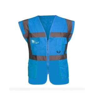 Reflektörlü Mühendis Yeleği Tek Renkli Turkuaz