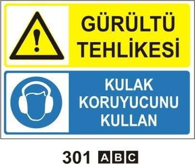 Gürültü Tehlikesi Kulak Koruyucunu Kullan 50x70 cm Dekota 3 mm