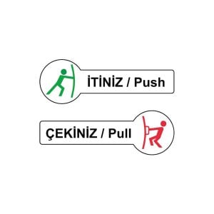 İtiniz / Çekiniz (Push/Pull) 10x30 cm Türkçe/İngilizce Sticker Kapı Etiketi 2'li Set 10'lu Paket