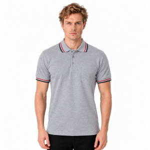 Buriş LineEdge Polo Yaka Tişört Gri