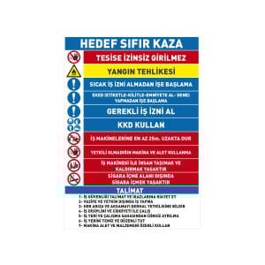 Hedef Sıfır Kaza Uyarı Levhası