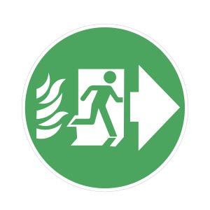 Acil Yangın Çıkışı Sağ Yön Zemin Sticker Etiketi 30x30 Laminasyonlu