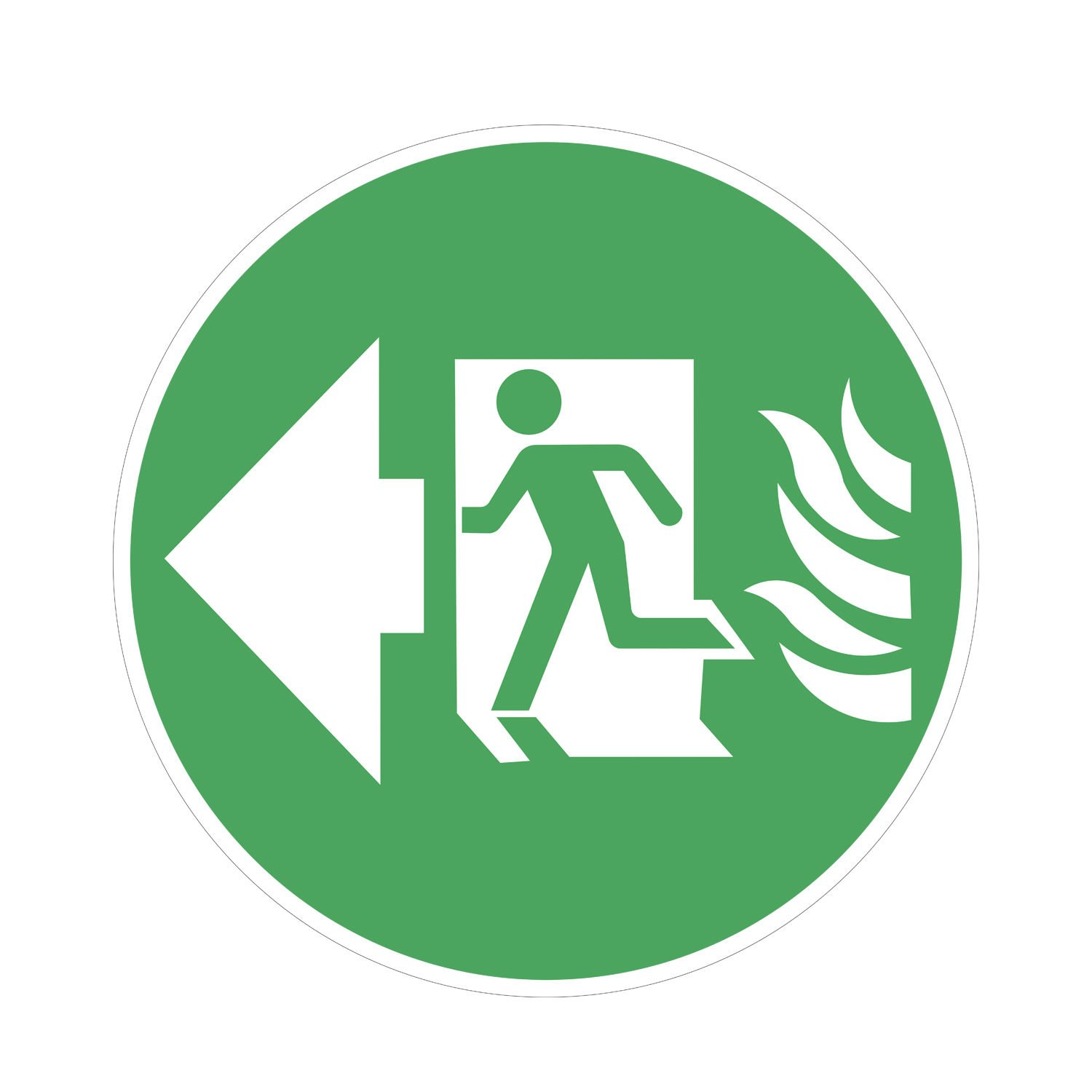 Acil Yangın Çıkışı Sol Yön Zemin Sticker Etiketi 30x30 Laminasyonlu