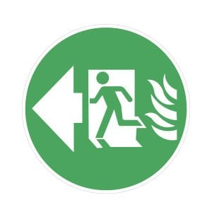 Acil Yangın Çıkışı Sol Yön Zemin Sticker Etiketi 30x30 Laminasyonlu