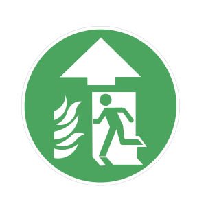 Acil Yangın Çıkışı İleri Yön Zemin Sticker Etiketi 30x30 Laminasyonlu (Fotolümen)