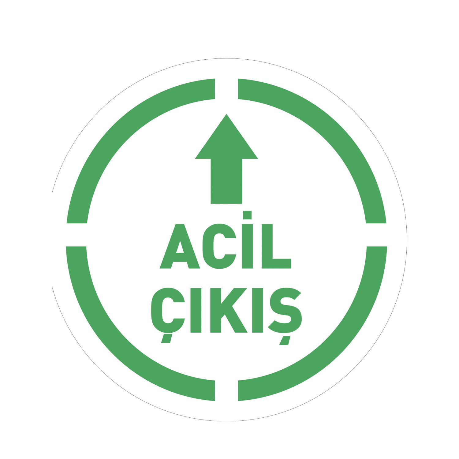 Acil Yangın Çıkışı İleri Yön Zemin Sticker Etiketi 30x30 Laminasyonlu