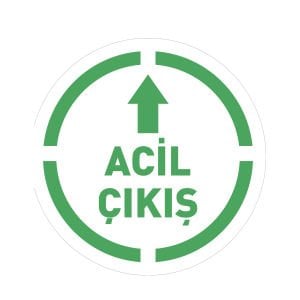 Acil Yangın Çıkışı İleri Yön Zemin Sticker Etiketi 30x30 Laminasyonlu