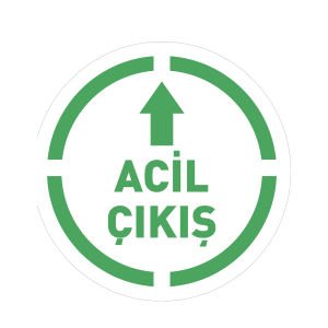 Acil Yangın Çıkışı İleri Yön Zemin Sticker Etiketi 30x30 Laminasyonlu