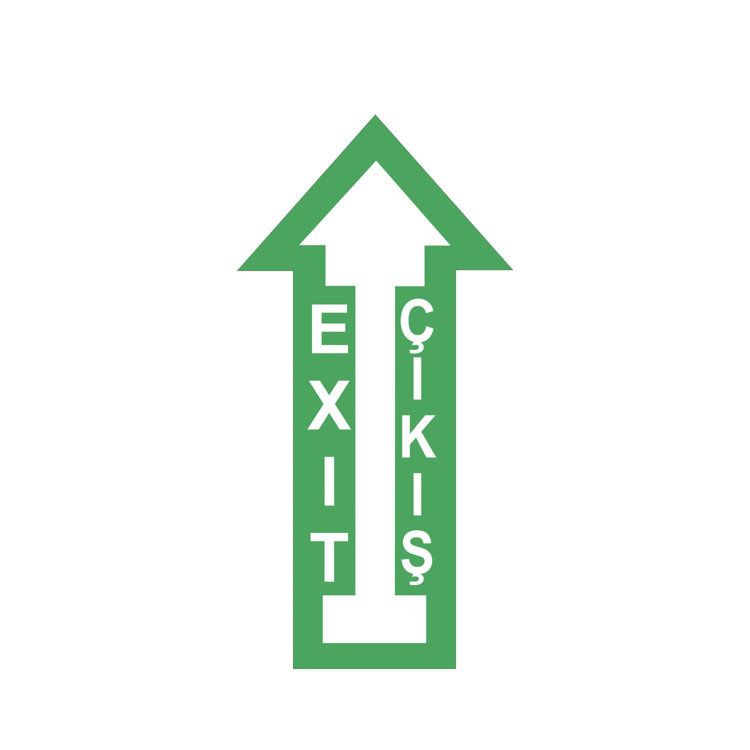 Exit Çıkış İleri Yön Zemin Sticker Etiketi 15x30 Laminasyonlu