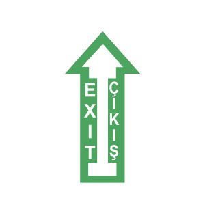 Exit Çıkış İleri Yön Zemin Sticker Etiketi 15x30 Laminasyonlu