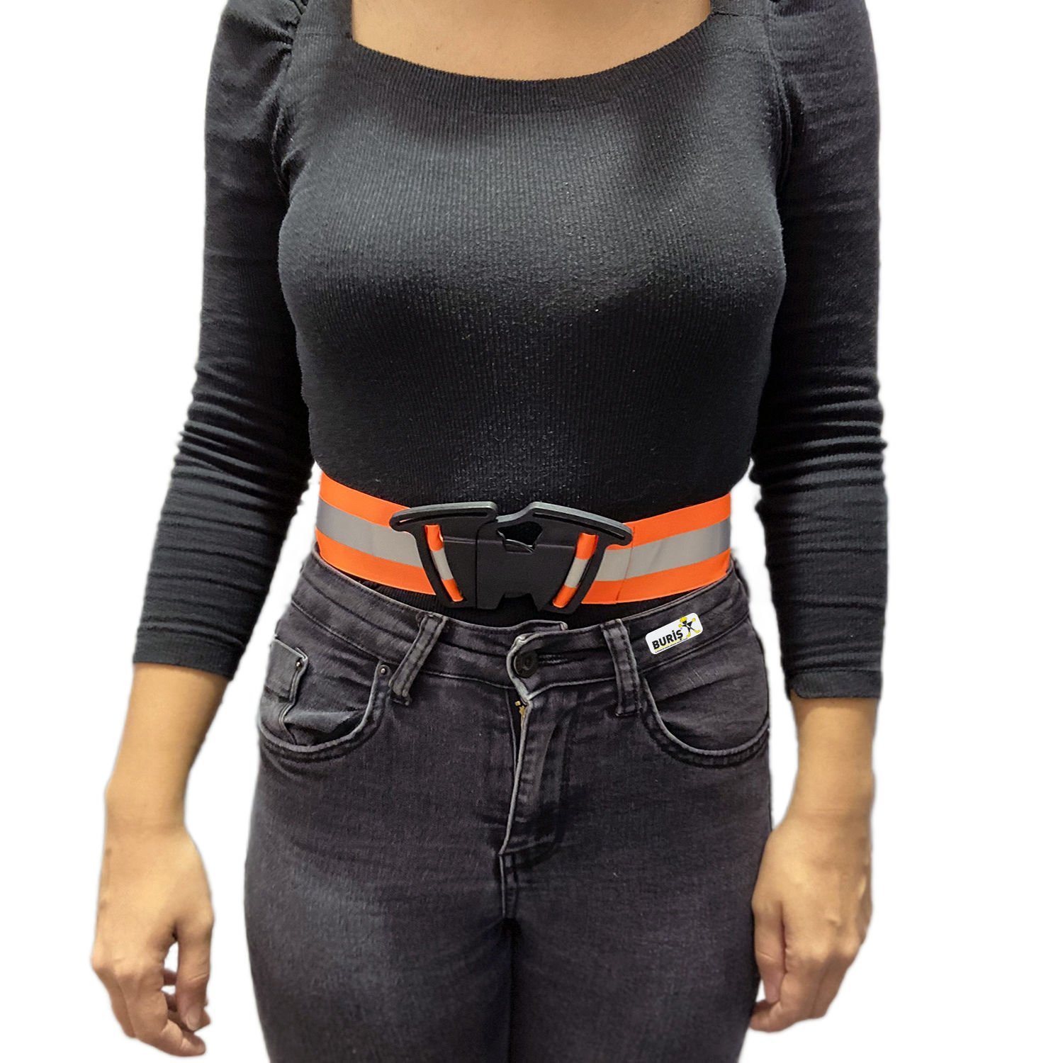 Reflektörlü Bel Kemeri Neon Turuncu (Düz Kumaş)