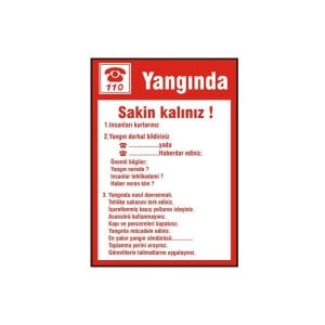 Yangında Sakin Kalınız Levhası
