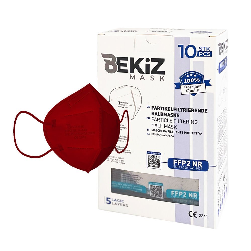 FFP2 Katlanır Medikal Maske (Ventilli) Bordo - 10'lu Paket