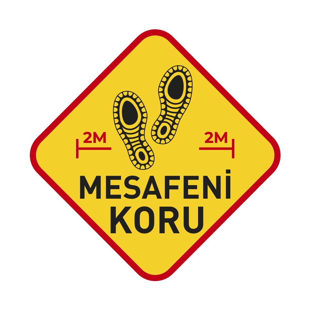 2 Metre Mesafeni Koru Sticker Etiket 30x30 cm
