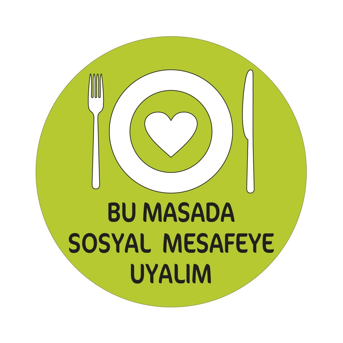 Bu Masada Sosyal Mesafeye Uyalım Zemin Sticker Etiketi 30x30 Laminasyonlu