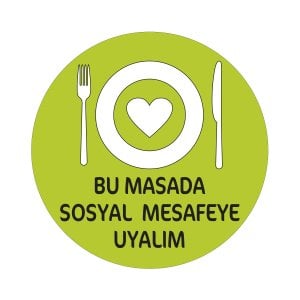 Bu Masada Sosyal Mesafeye Uyalım Zemin Sticker Etiketi 30x30 Laminasyonlu