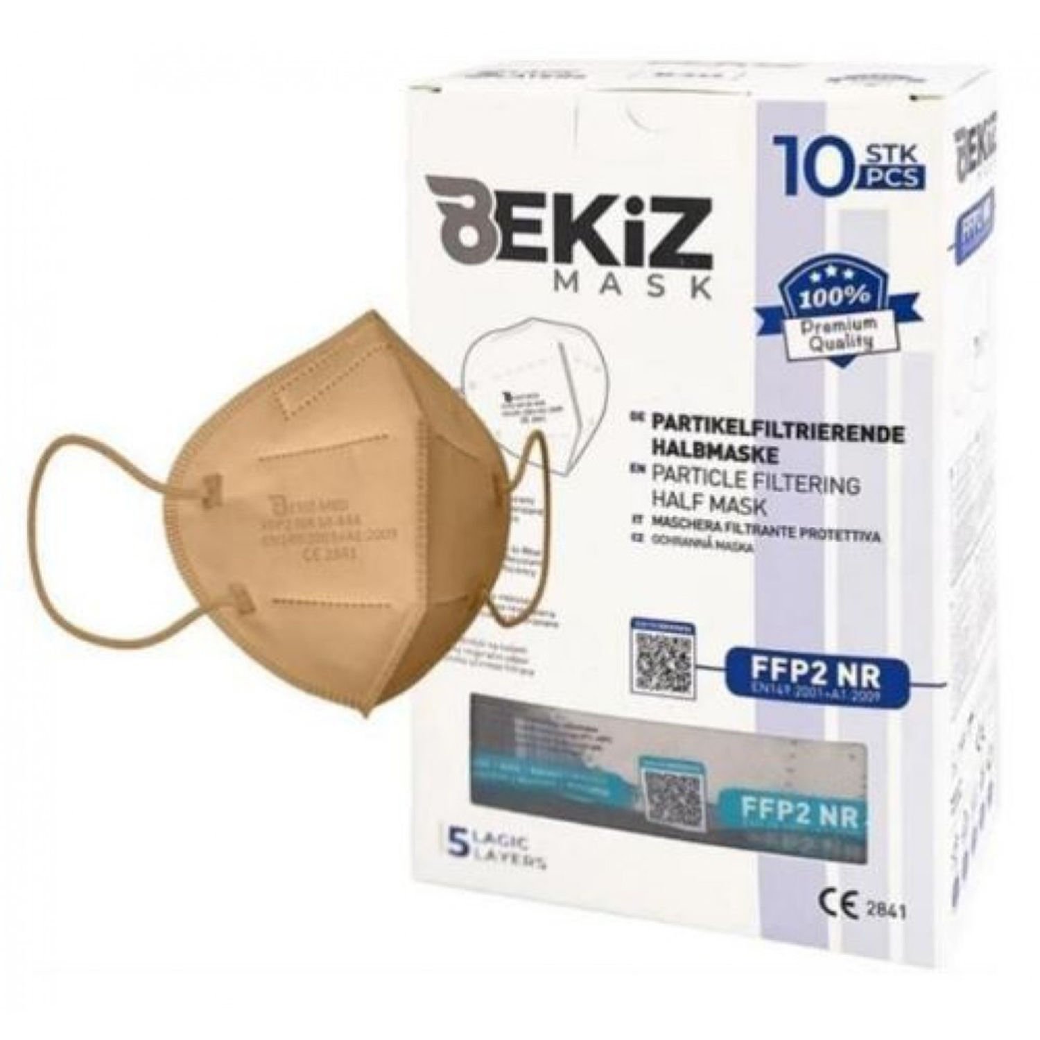 FFP2 Katlanır Medikal Maske (Ventilli) Kahverengi - 10'lu Paket