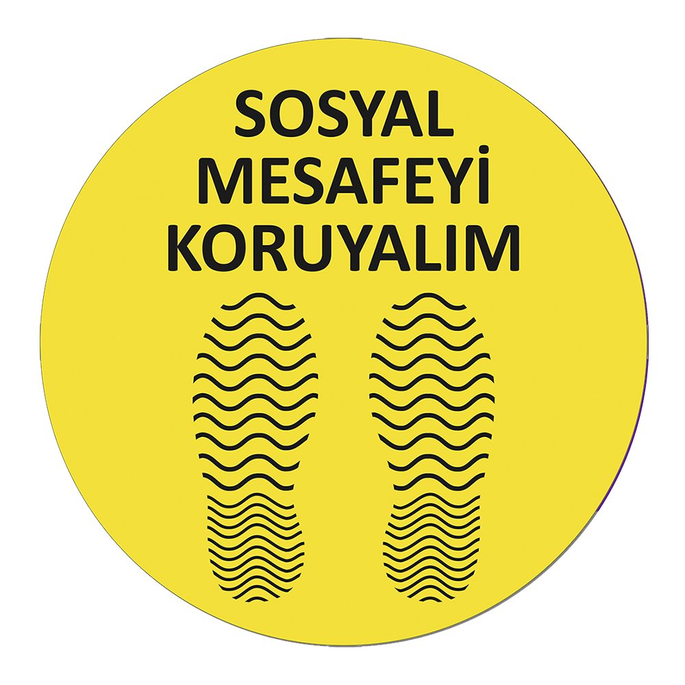 Sosyal Mesafeyi Koruyalım Ayak Desen Sticker 30x30 Laminasyonlu