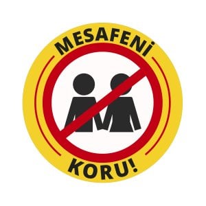 Mesafeni Koru Yuvarlak Zemin Sticker Etiketi 30x30 Laminasyonlu