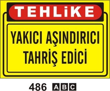 Yakıcı Aşındırıcı Tahriş Edici Levhası