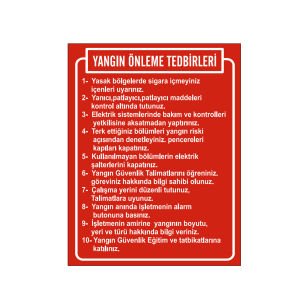 Yangın Önleme Tedbirleri Levhası