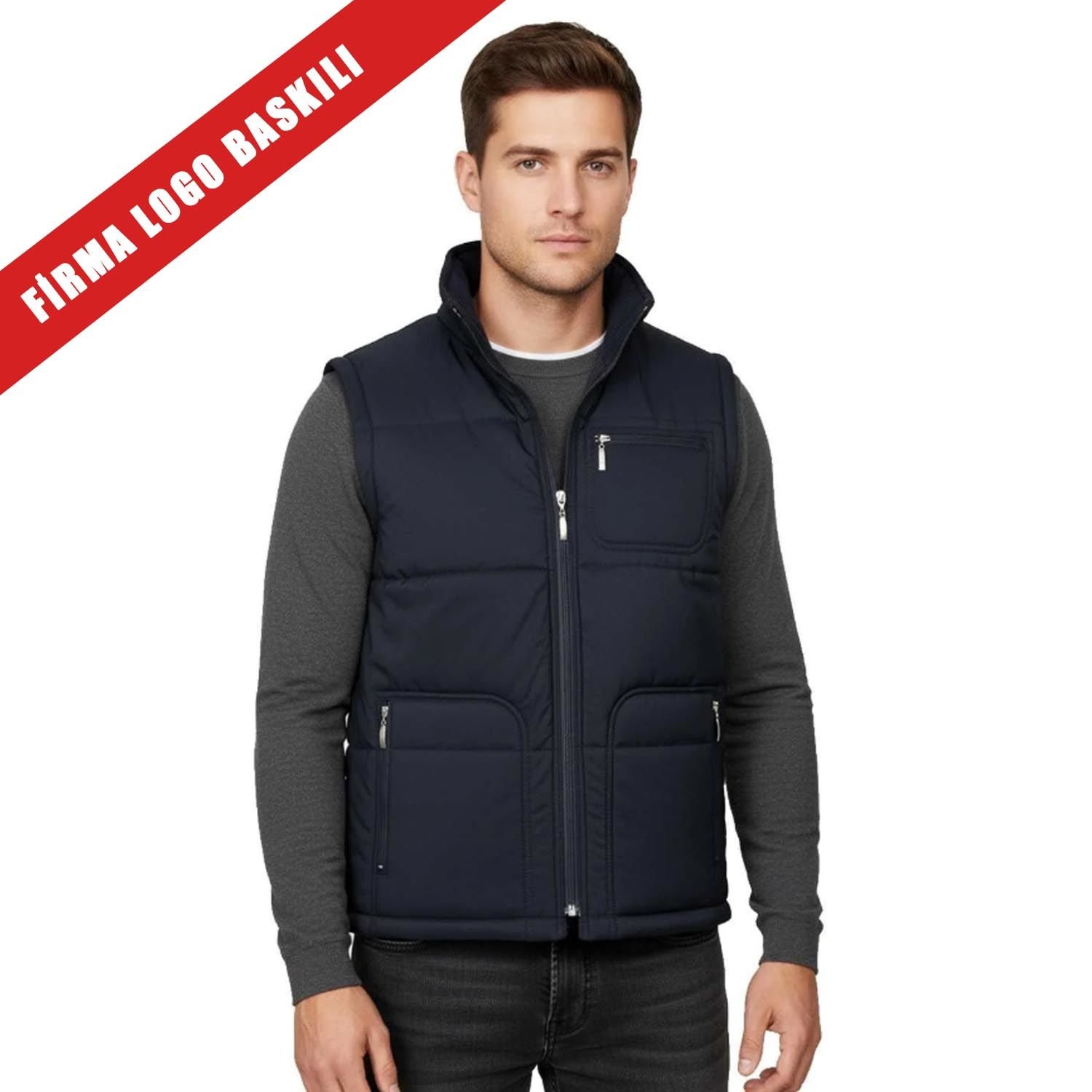 Buriş Polar Astarlı Yelek Lacivert Renk 25 Adet [Logo Baskılı]