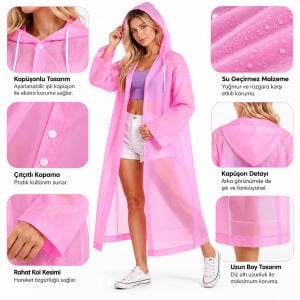 Pembe Kadın Yağmurluğu Mühendis Yağmurluk | Pembe Pardesü Yağmurluk