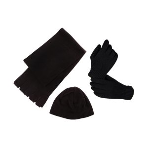 Polar Atkı ve Polar Bere - Yün Örgü Eldiven Set