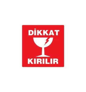 Dikkat Kırılır Sticker Etiket 100'lü Paket Kırmızı
